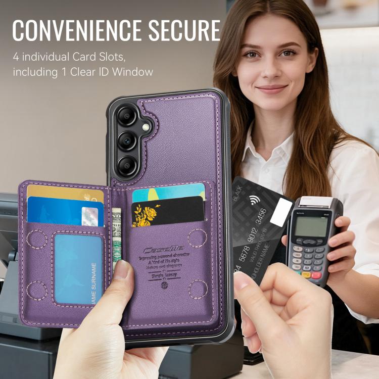 For Samsung Galaxy A14 / M44 5G CaseMe Me80 Series Detachable Wallet Magnetic RFID Vegan Leather Phone Case