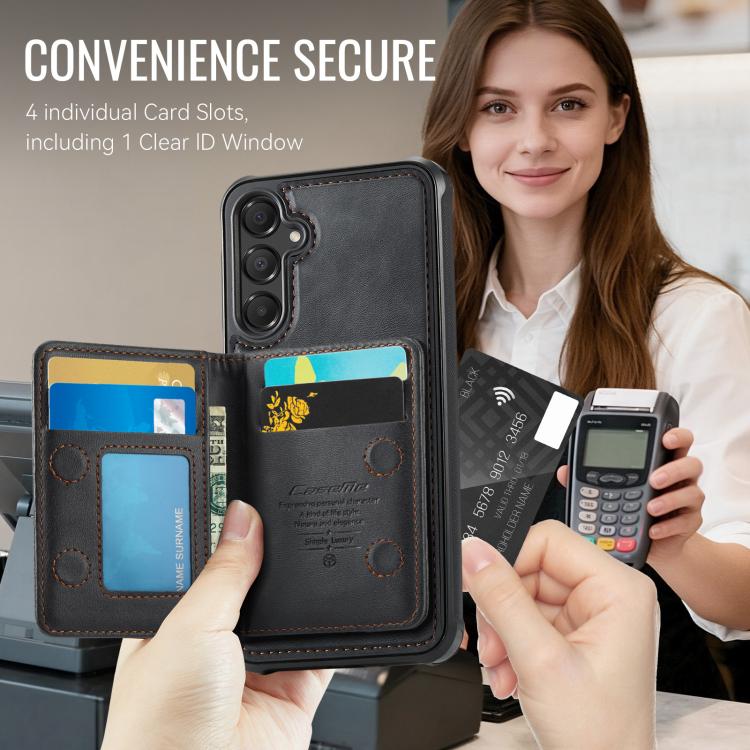 For Samsung Galaxy A15 CaseMe Me80 Series Detachable Wallet Magnetic RFID Vegan Leather Phone Case