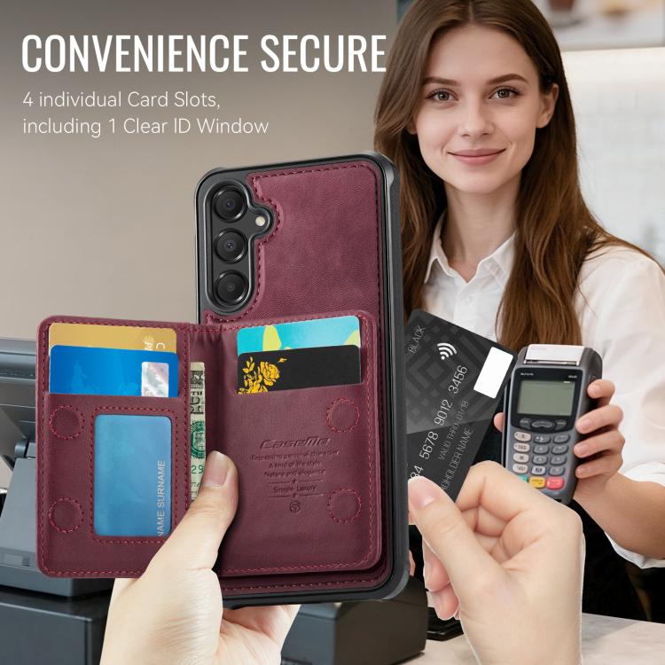 For Samsung Galaxy A55 5G / A35 5G CaseMe Me80 Series Detachable Wallet Magnetic RFID Vegan Leather Phone Case