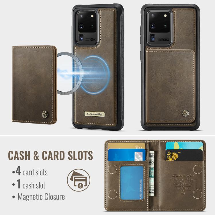 For Samsung Galaxy S20 Ultra 5G CaseMe Me80 Series Detachable Wallet Magnetic RFID Vegan Leather Phone Case
