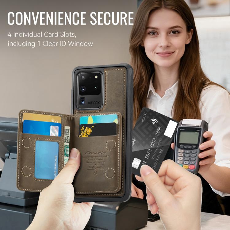 For Samsung Galaxy S20 Ultra 5G CaseMe Me80 Series Detachable Wallet Magnetic RFID Vegan Leather Phone Case