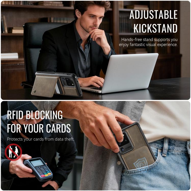 For Samsung Galaxy S20 Ultra 5G CaseMe Me80 Series Detachable Wallet Magnetic RFID Vegan Leather Phone Case