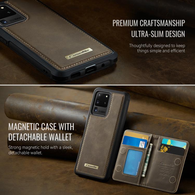 For Samsung Galaxy S20 Ultra 5G CaseMe Me80 Series Detachable Wallet Magnetic RFID Vegan Leather Phone Case