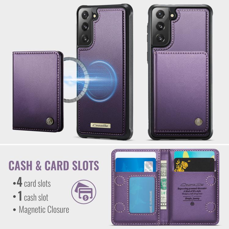 For Samsung Galaxy S21 5G CaseMe Me80 Series Detachable Wallet Magnetic RFID Vegan Leather Phone Case
