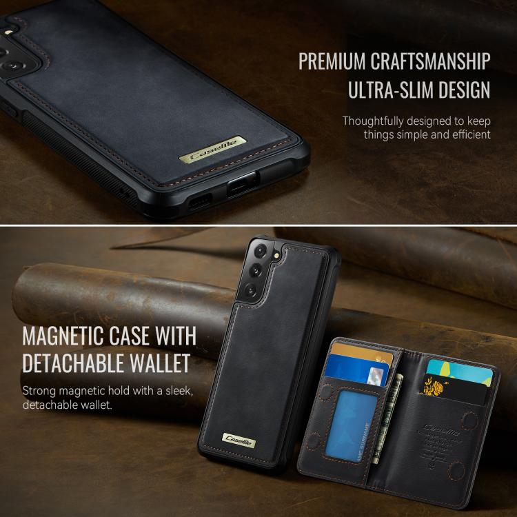 For Samsung Galaxy S21 FE 5G CaseMe Me80 Series Detachable Wallet Magnetic RFID Vegan Leather Phone Case