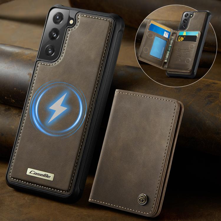 For Samsung Galaxy S21 FE 5G CaseMe Me80 Series Detachable Wallet Magnetic RFID Vegan Leather Phone Case