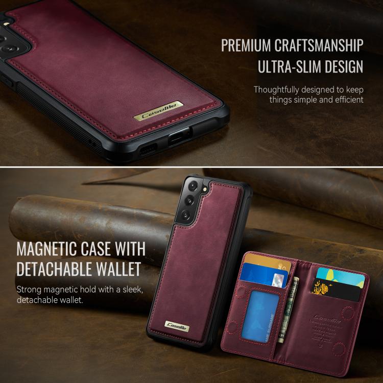 For Samsung Galaxy S21 FE 5G CaseMe Me80 Series Detachable Wallet Magnetic RFID Vegan Leather Phone Case