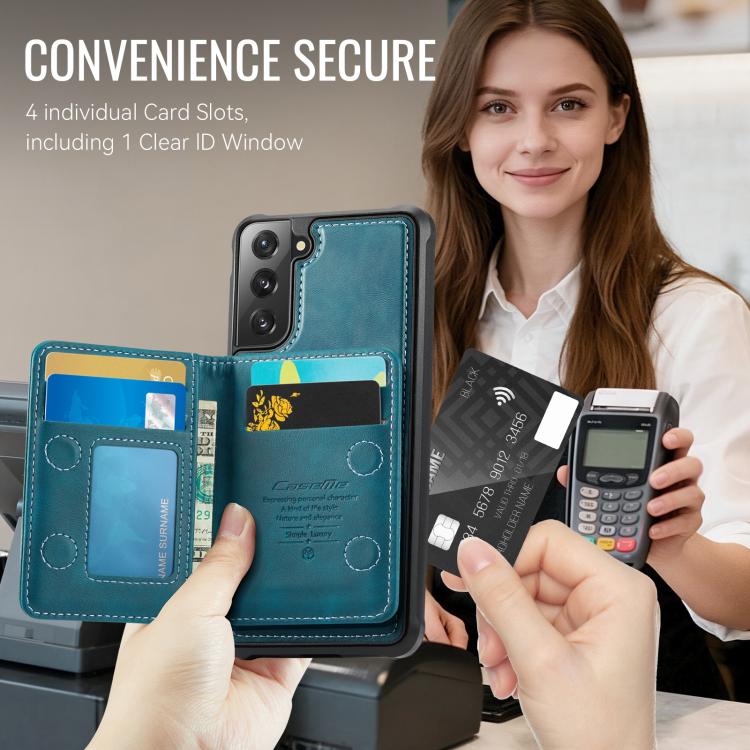 For Samsung Galaxy S21 FE 5G CaseMe Me80 Series Detachable Wallet Magnetic RFID Vegan Leather Phone Case