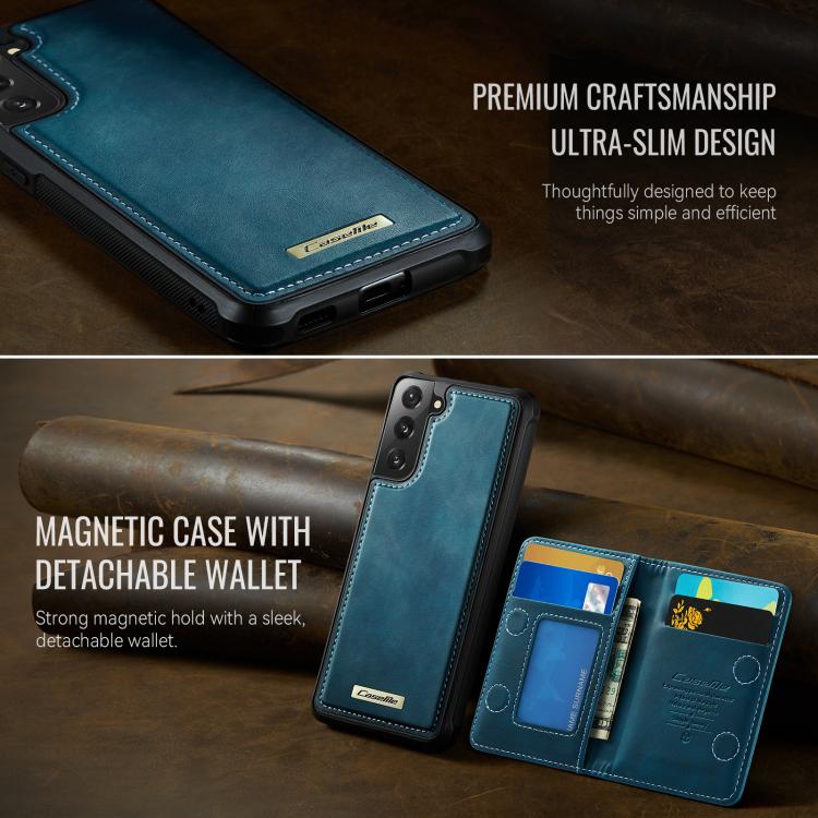 For Samsung Galaxy S21 FE 5G CaseMe Me80 Series Detachable Wallet Magnetic RFID Vegan Leather Phone Case