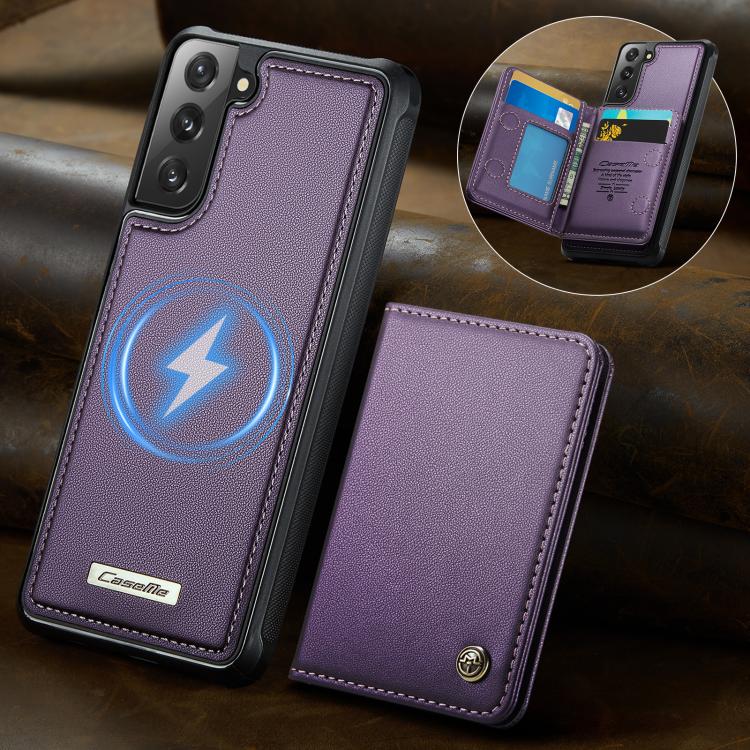 For Samsung Galaxy S21 FE 5G CaseMe Me80 Series Detachable Wallet Magnetic RFID Vegan Leather Phone Case