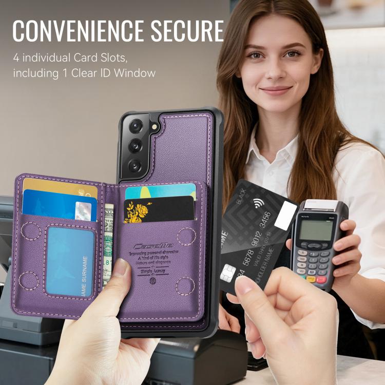For Samsung Galaxy S21 FE 5G CaseMe Me80 Series Detachable Wallet Magnetic RFID Vegan Leather Phone Case
