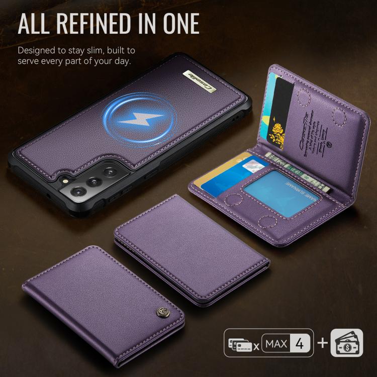 For Samsung Galaxy S21 FE 5G CaseMe Me80 Series Detachable Wallet Magnetic RFID Vegan Leather Phone Case