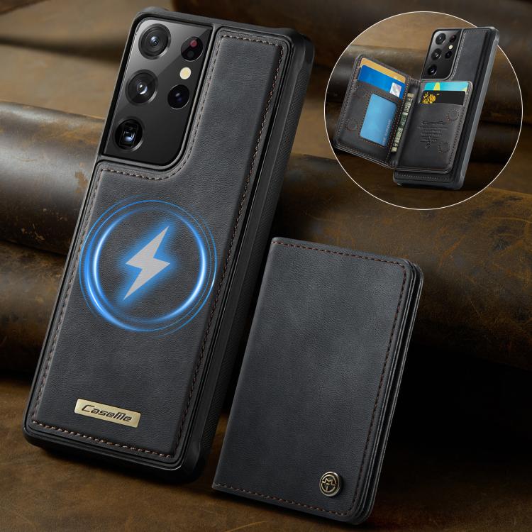For Samsung Galaxy S21 Ultra 5G CaseMe Me80 Series Detachable Wallet Magnetic RFID Vegan Leather Phone Case