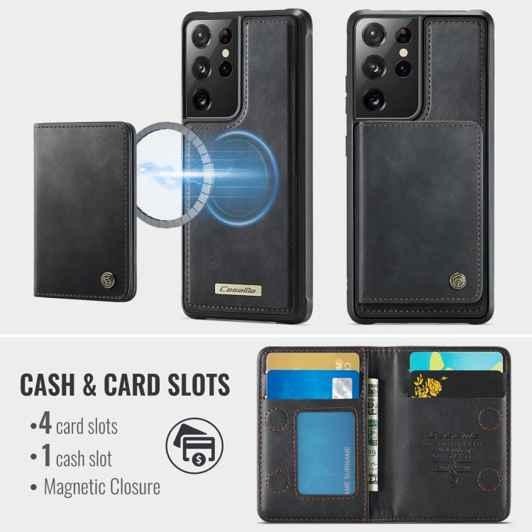 For Samsung Galaxy S21 Ultra 5G CaseMe Me80 Series Detachable Wallet Magnetic RFID Vegan Leather Phone Case