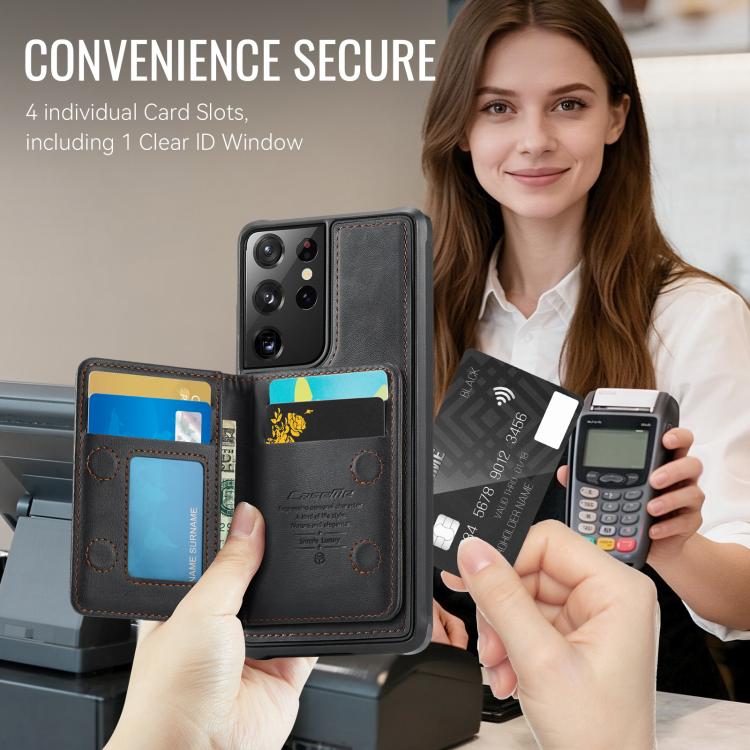 For Samsung Galaxy S21 Ultra 5G CaseMe Me80 Series Detachable Wallet Magnetic RFID Vegan Leather Phone Case