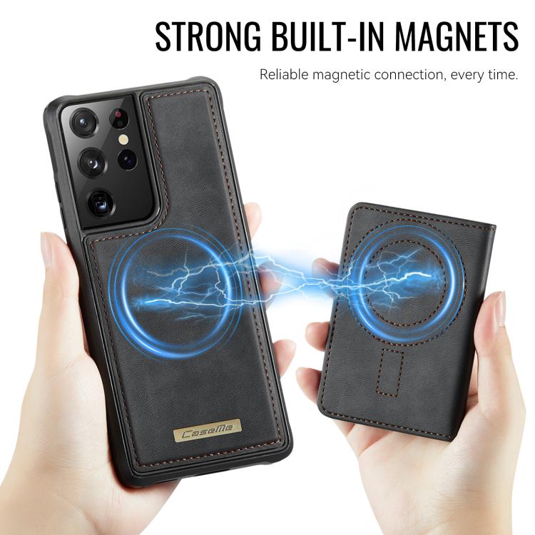 For Samsung Galaxy S21 Ultra 5G CaseMe Me80 Series Detachable Wallet Magnetic RFID Vegan Leather Phone Case
