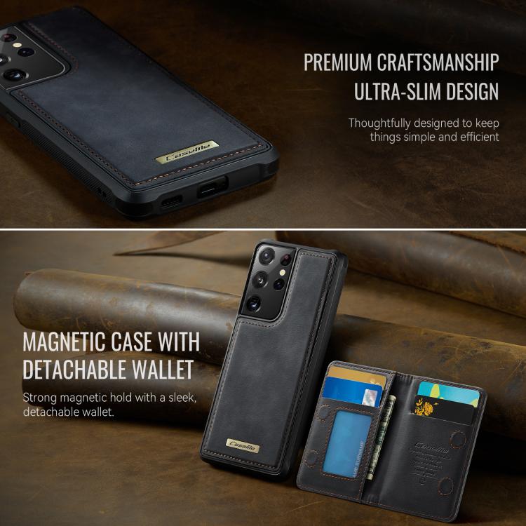 For Samsung Galaxy S21 Ultra 5G CaseMe Me80 Series Detachable Wallet Magnetic RFID Vegan Leather Phone Case