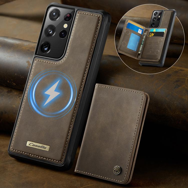For Samsung Galaxy S21 Ultra 5G CaseMe Me80 Series Detachable Wallet Magnetic RFID Vegan Leather Phone Case