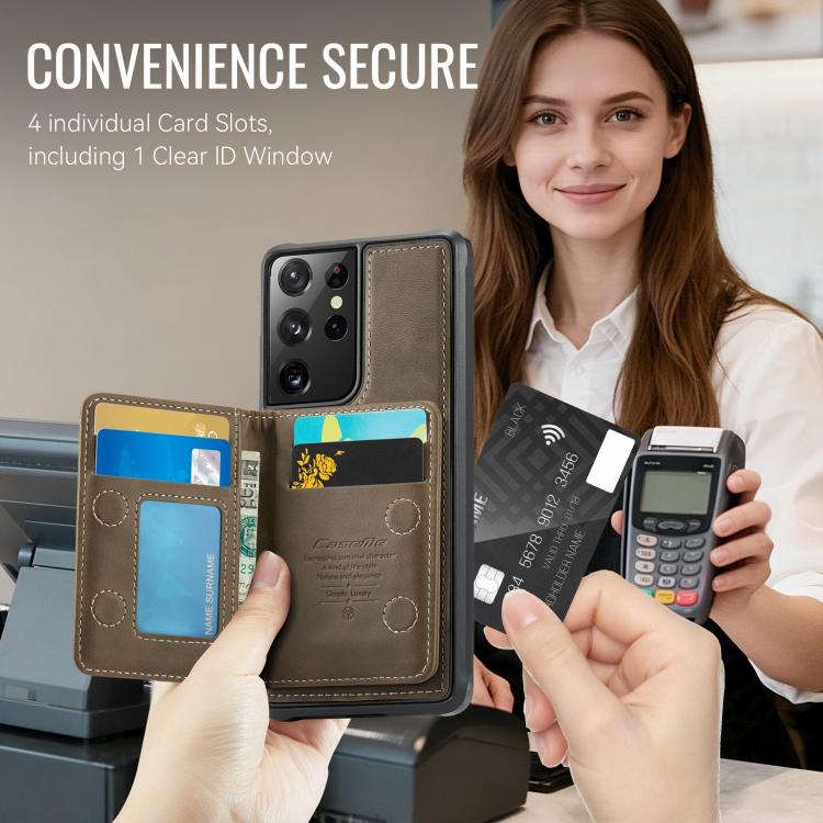 For Samsung Galaxy S21 Ultra 5G CaseMe Me80 Series Detachable Wallet Magnetic RFID Vegan Leather Phone Case