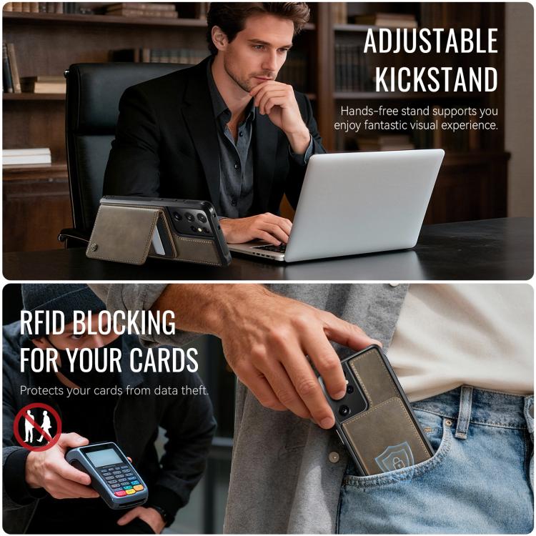 For Samsung Galaxy S21 Ultra 5G CaseMe Me80 Series Detachable Wallet Magnetic RFID Vegan Leather Phone Case