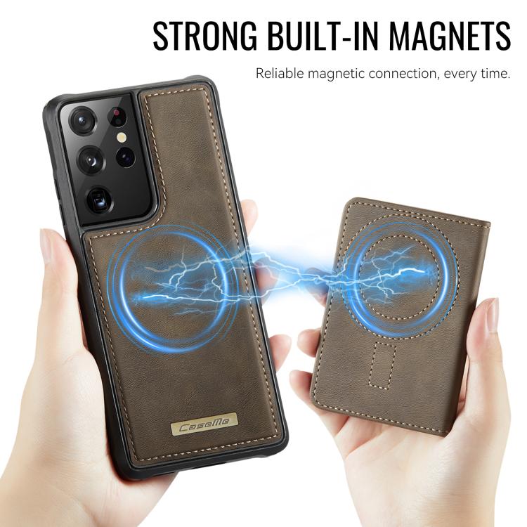 For Samsung Galaxy S21 Ultra 5G CaseMe Me80 Series Detachable Wallet Magnetic RFID Vegan Leather Phone Case
