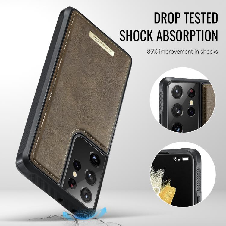 For Samsung Galaxy S21 Ultra 5G CaseMe Me80 Series Detachable Wallet Magnetic RFID Vegan Leather Phone Case