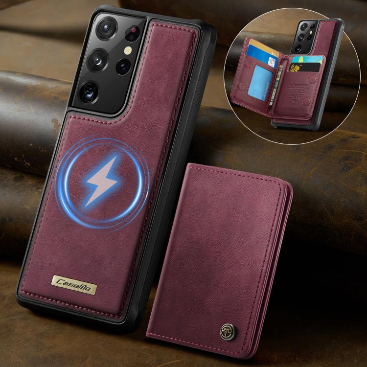 For Samsung Galaxy S21 Ultra 5G CaseMe Me80 Series Detachable Wallet Magnetic RFID Vegan Leather Phone Case
