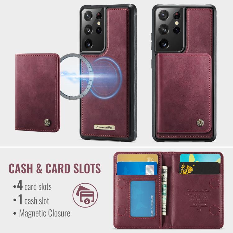 For Samsung Galaxy S21 Ultra 5G CaseMe Me80 Series Detachable Wallet Magnetic RFID Vegan Leather Phone Case