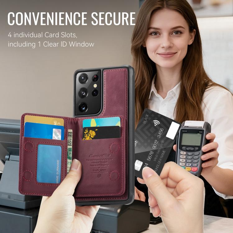 For Samsung Galaxy S21 Ultra 5G CaseMe Me80 Series Detachable Wallet Magnetic RFID Vegan Leather Phone Case