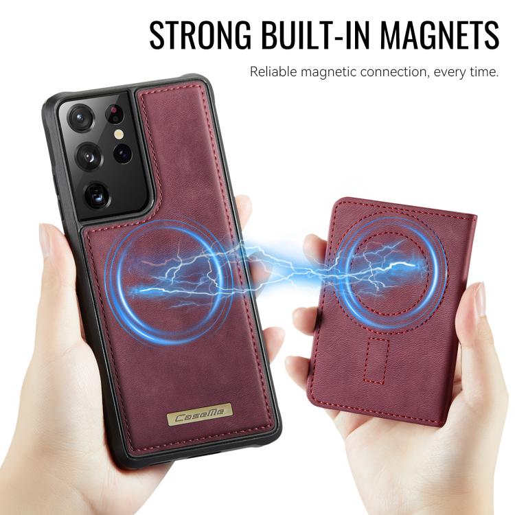 For Samsung Galaxy S21 Ultra 5G CaseMe Me80 Series Detachable Wallet Magnetic RFID Vegan Leather Phone Case