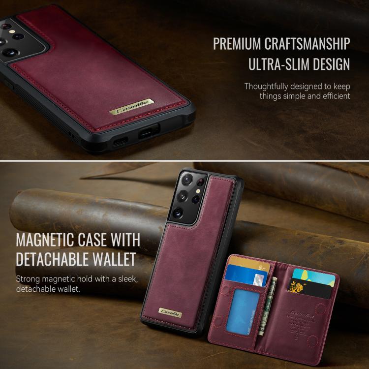 For Samsung Galaxy S21 Ultra 5G CaseMe Me80 Series Detachable Wallet Magnetic RFID Vegan Leather Phone Case