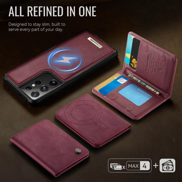 For Samsung Galaxy S21 Ultra 5G CaseMe Me80 Series Detachable Wallet Magnetic RFID Vegan Leather Phone Case