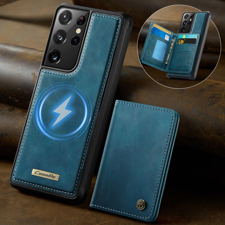 For Samsung Galaxy S21 Ultra 5G CaseMe Me80 Series Detachable Wallet Magnetic RFID Vegan Leather Phone Case