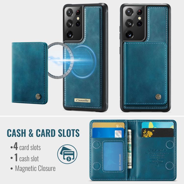 For Samsung Galaxy S21 Ultra 5G CaseMe Me80 Series Detachable Wallet Magnetic RFID Vegan Leather Phone Case