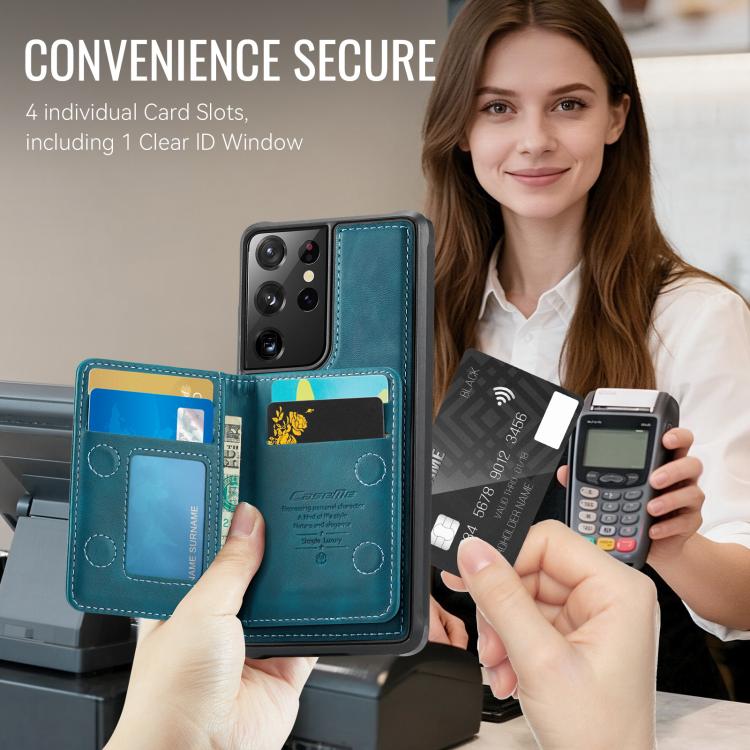 For Samsung Galaxy S21 Ultra 5G CaseMe Me80 Series Detachable Wallet Magnetic RFID Vegan Leather Phone Case