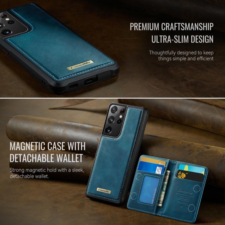 For Samsung Galaxy S21 Ultra 5G CaseMe Me80 Series Detachable Wallet Magnetic RFID Vegan Leather Phone Case