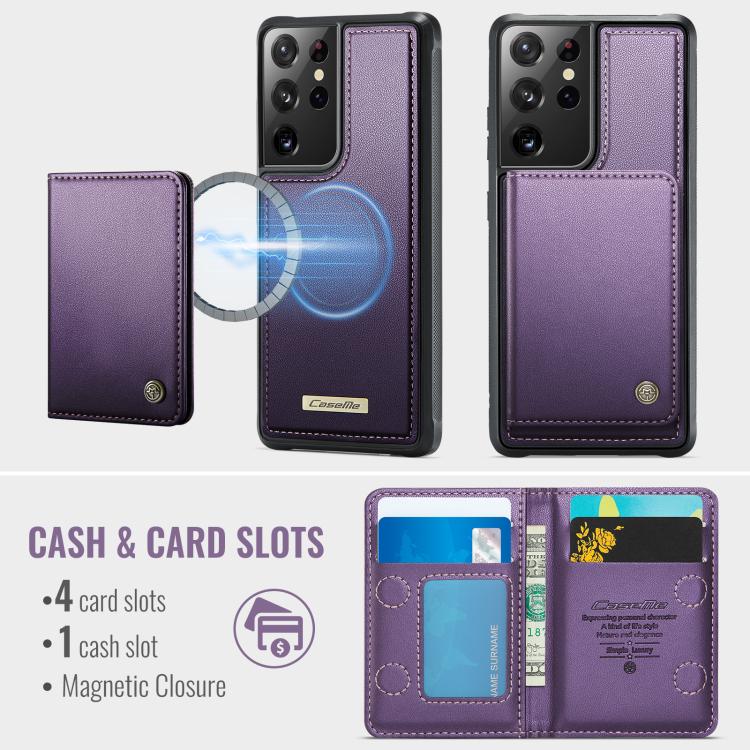 For Samsung Galaxy S21 Ultra 5G CaseMe Me80 Series Detachable Wallet Magnetic RFID Vegan Leather Phone Case
