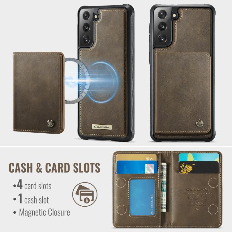 For Samsung Galaxy S22 5G CaseMe Me80 Series Detachable Wallet Magnetic RFID Vegan Leather Phone Case