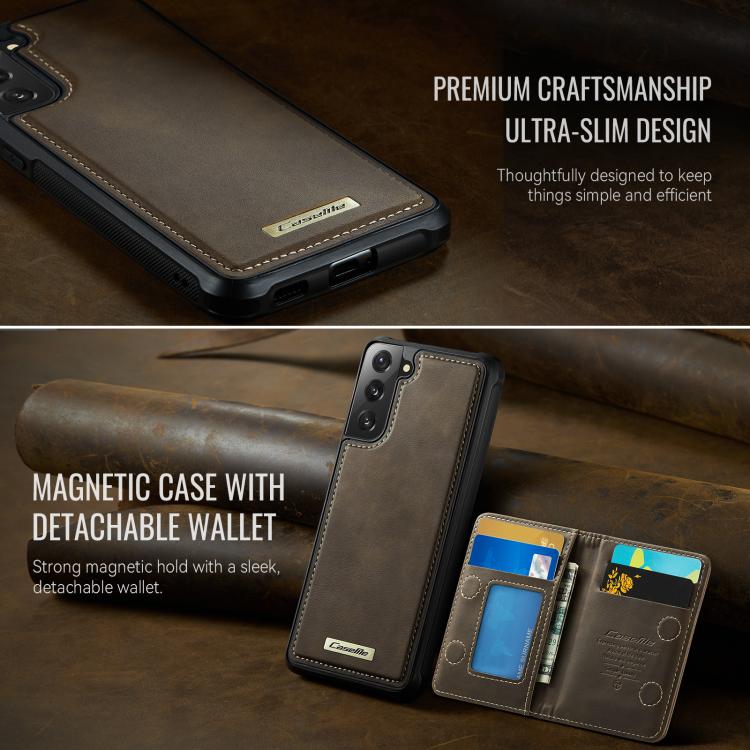 For Samsung Galaxy S22 5G CaseMe Me80 Series Detachable Wallet Magnetic RFID Vegan Leather Phone Case