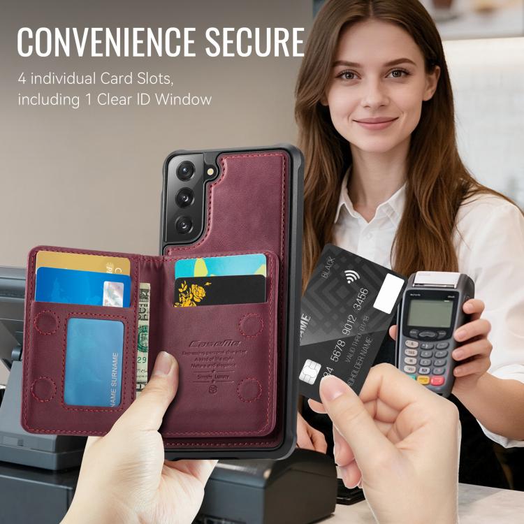 For Samsung Galaxy S22 5G CaseMe Me80 Series Detachable Wallet Magnetic RFID Vegan Leather Phone Case