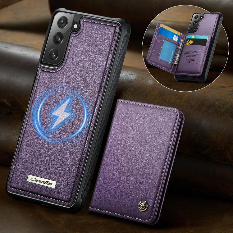 For Samsung Galaxy S22 5G CaseMe Me80 Series Detachable Wallet Magnetic RFID Vegan Leather Phone Case
