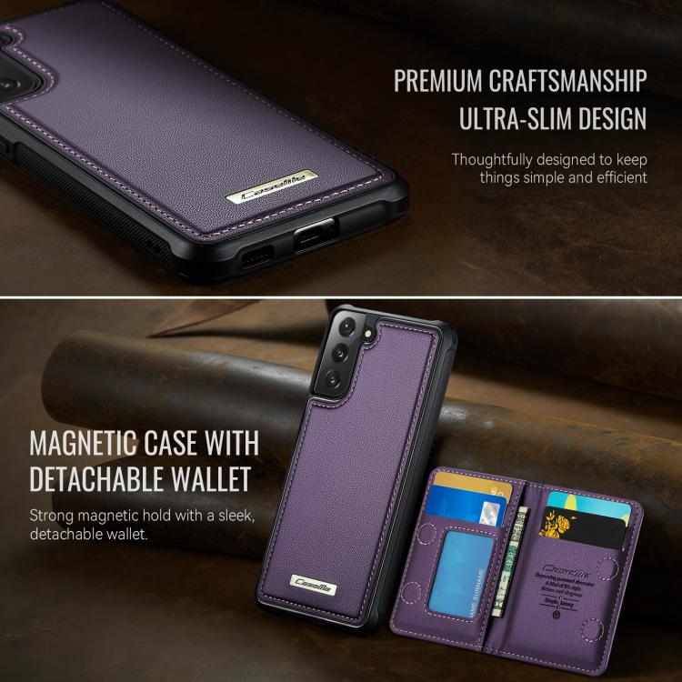 For Samsung Galaxy S22 5G CaseMe Me80 Series Detachable Wallet Magnetic RFID Vegan Leather Phone Case