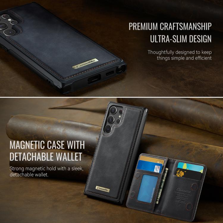 For Samsung Galaxy S22 Ultra 5G CaseMe Me80 Series Detachable Wallet Magnetic RFID Vegan Leather Phone Case