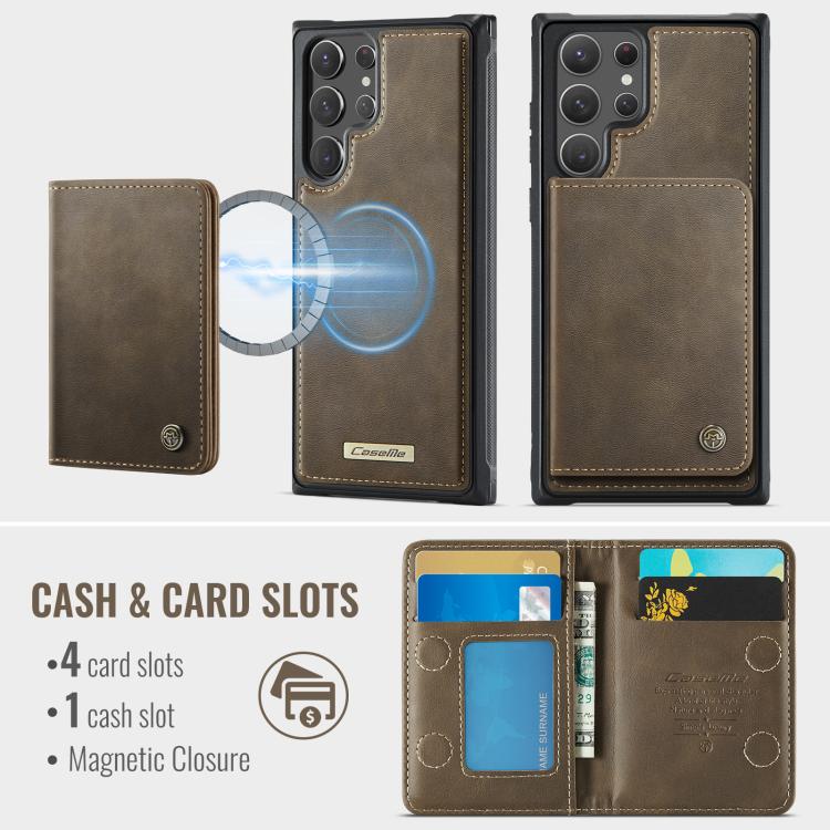 For Samsung Galaxy S22 Ultra 5G CaseMe Me80 Series Detachable Wallet Magnetic RFID Vegan Leather Phone Case