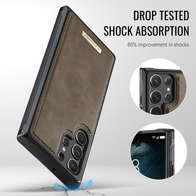 For Samsung Galaxy S22 Ultra 5G CaseMe Me80 Series Detachable Wallet Magnetic RFID Vegan Leather Phone Case