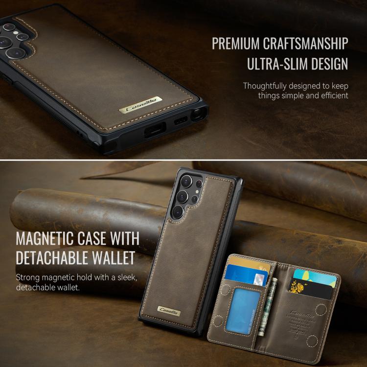 For Samsung Galaxy S22 Ultra 5G CaseMe Me80 Series Detachable Wallet Magnetic RFID Vegan Leather Phone Case