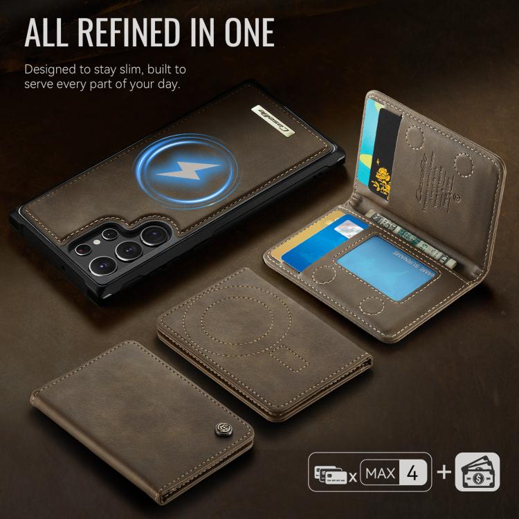 For Samsung Galaxy S22 Ultra 5G CaseMe Me80 Series Detachable Wallet Magnetic RFID Vegan Leather Phone Case