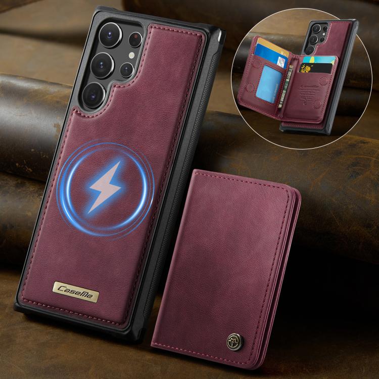 For Samsung Galaxy S22 Ultra 5G CaseMe Me80 Series Detachable Wallet Magnetic RFID Vegan Leather Phone Case
