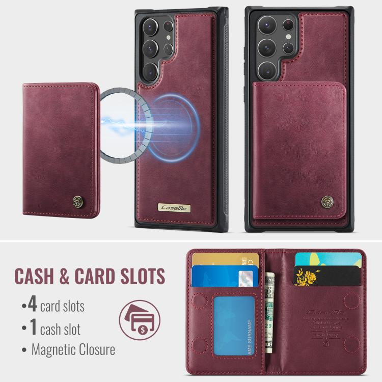 For Samsung Galaxy S22 Ultra 5G CaseMe Me80 Series Detachable Wallet Magnetic RFID Vegan Leather Phone Case