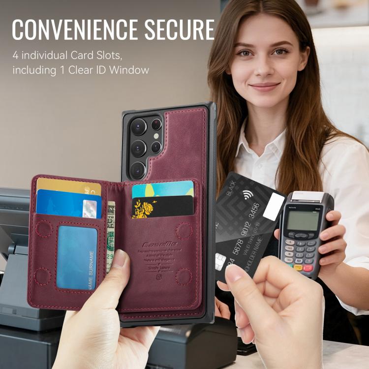For Samsung Galaxy S22 Ultra 5G CaseMe Me80 Series Detachable Wallet Magnetic RFID Vegan Leather Phone Case